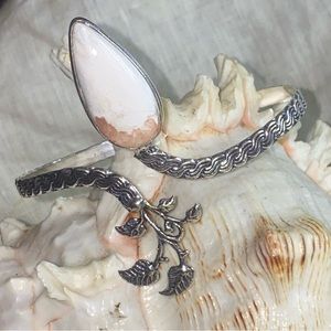 Scolecite Natural Gemstone leaves teardrop cuff